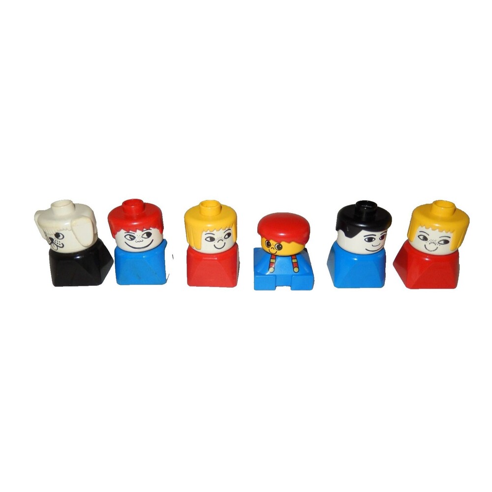 Vintage Lego Duplo People Figures Minifigures Moveable Heads Lot Of 6 - Picture 2 of 3